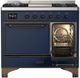 Ilve® Majestic III 40" Midnight Blue Pro Style Dual Fuel Liquid Propane Range with Solid Door and Burnished Trim-3