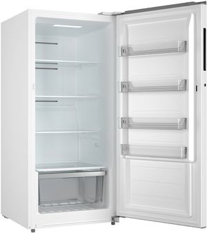 Midea 13.8 Cu. Ft. White Garage Ready Convertible Upright Freezer Front view of the Midea 13.8 Cu. Ft. White Garage Ready Convertible Upright Freezer