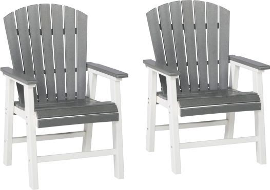 Signature Design by Ashley® Transville 2-Piece Gray/White Polyethylene Outdoor Dining Arm Chair-0