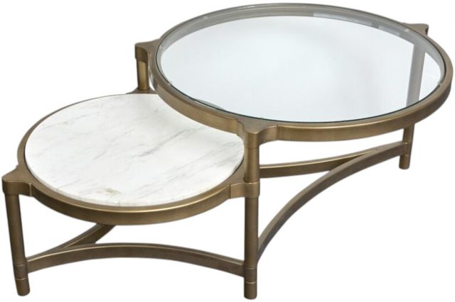 Magnussen Home® Cassidy Volakas Classic Shaped Cocktail Table with Aged Brass Base-1