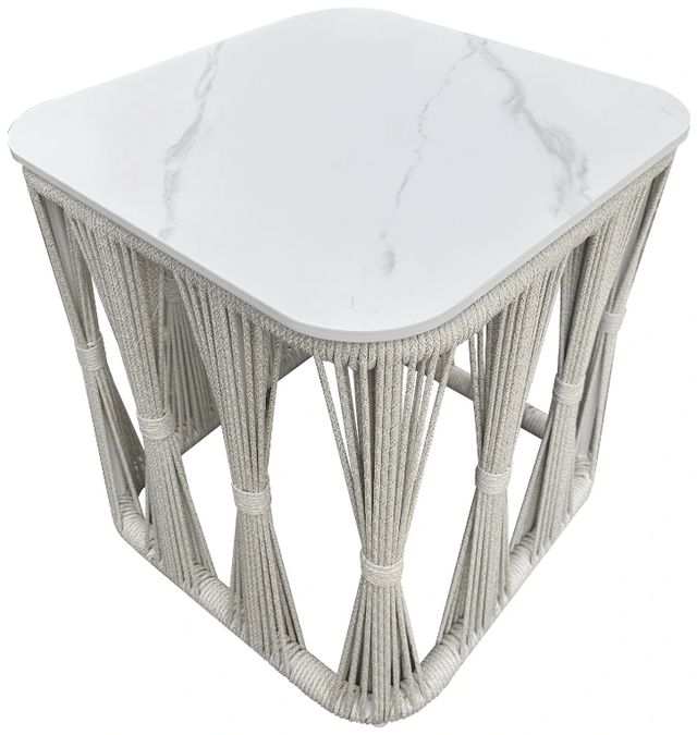 Intercon Alexa White Aluminum/Stone Seating Side Table-3