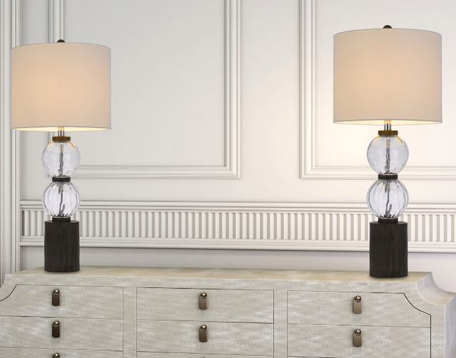 Cal® Lighting & Accessories Mystic 2-Piece Dark Oak Table Lamp Set-3