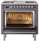 Ilve® Nostalgie II Noblesse 36'' Graphite Matte Pro Style Dual Fuel Range with Chrome Trim-2
