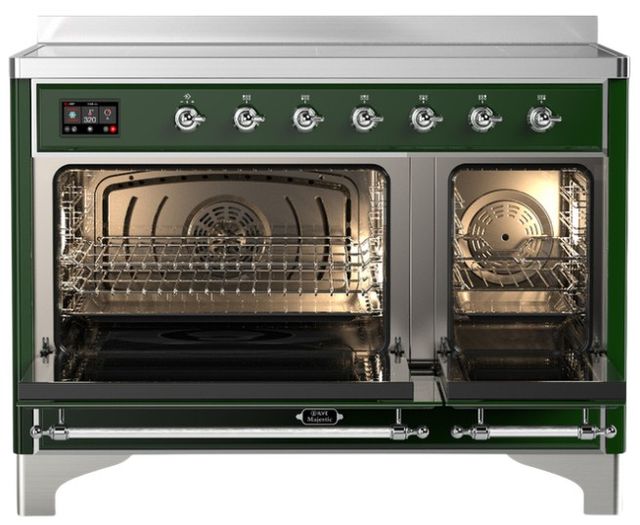 Ilve® Majestic III 48" Emerald Green Pro Style Induction Range with Solid Door and Chrome Trim-1