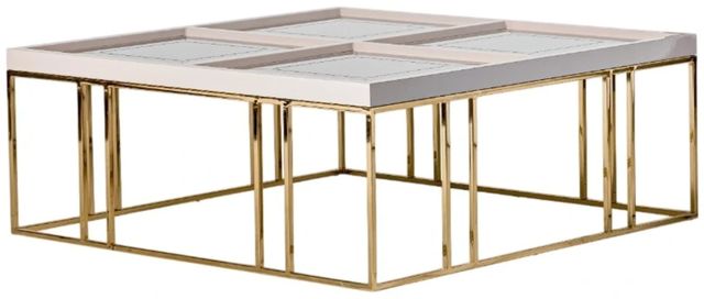 Michael Amini® Carmela Shimmer Ivory Cocktail Table with Gold Base-0