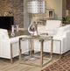 Michael Amini® State St. Glass Top Square End Table with Stainless Steel Base-1