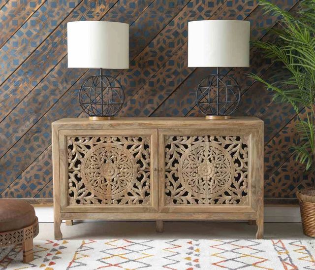 Powell® Heidi Natural Carved Cabinet-1