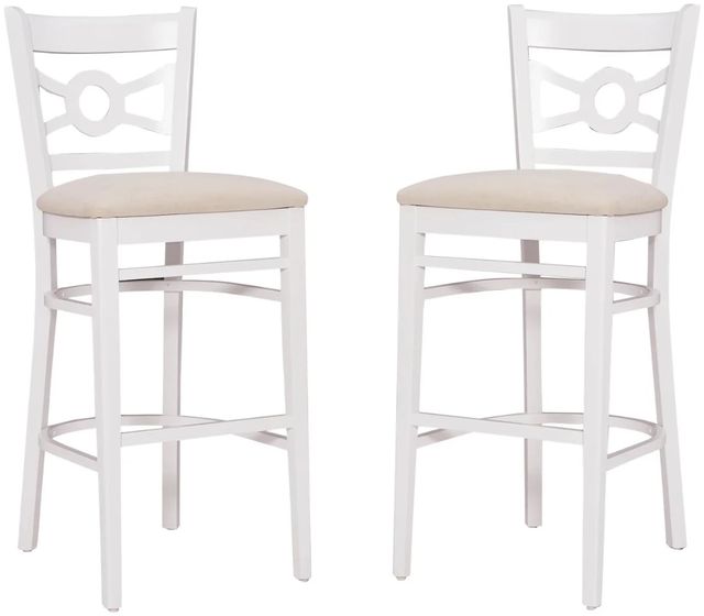 Linon Tracey 2-Piece Beige/White Upholstered Bar Stool-0