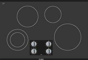 Front view of the Bosch® 500 Series 30" Black Electric Cooktop