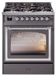 Ilve® Nostalgie II Noblesse 30" Graphite Matte Pro Style Dual Fuel Range with Chrome Trim-0