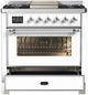 Ilve® Majestic III 36'' White Pro Style Dual Fuel Natural Gas Range with Triple Glass Door and Chrome Trim-1