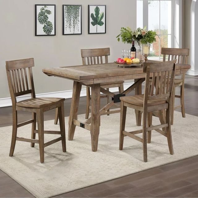 Counter Height Distressed Table And Chairs Ashley Valebeck Piece