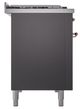 Ilve® Nostalgie II Noblesse 48'' Graphite Matte Pro Style Dual Fuel Range with Copper Trim-2