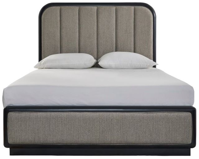 Signature Design by Ashley® Rowanbeck Black/Gray Queen Upholstered Panel Bed-1