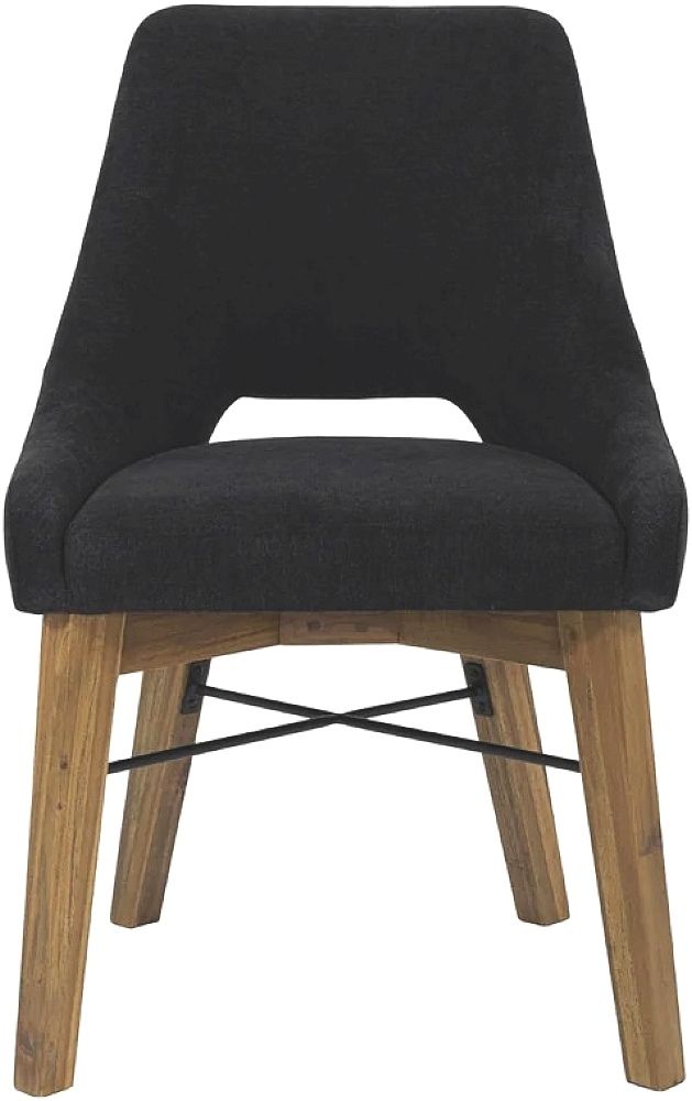 LH Home Gia Graphite Grey/Warm Pecan Curved Dining Chair-3