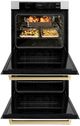ZLINE Autograph Edition Professional 30" Satin Stainless Steel Double Electric Wall Oven with White Matte Doors and Champagne Bronze Accents-2