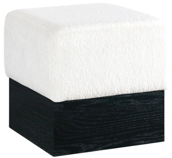 Meridian Furniture Havre Cream/Black Upholstered Ottoman-0