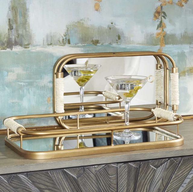Uttermost® Rosea 2-Piece Brushed Gold Tray Set-1