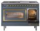 Ilve® Nostalgie II Noblesse 48'' Blue Gray Pro Style Dual Fuel Range with Brass Trim-4
