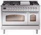Ilve® Nostalgie II Noblesse 48'' Stainless Steel Pro Style Dual Fuel Range with Chrome Trim-0