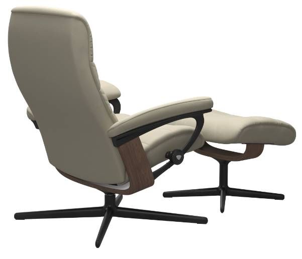 Stressless® by Ekornes® Customizable Opal Small Manual Recliner and Ottoman with Cross Base-3