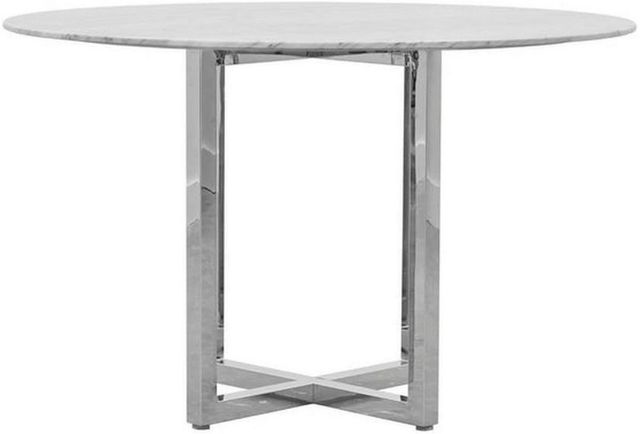 Modus Furniture Amalfi White Marble Top Counter Table with Chrome Base -0