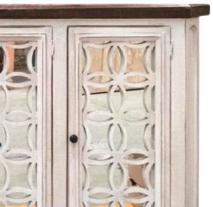 Million Dollar Rustic Bella Frosted White 3-Door Mirror Console -1