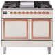 Ilve® Nostalgie II Noblesse 40'' Antique White Pro Style Dual Fuel Range with Copper Trim-0
