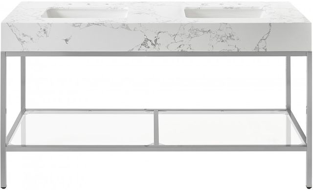 Meridian Furniture Marmo White/Brushed Chrome 60" Bathroom Vanity-2