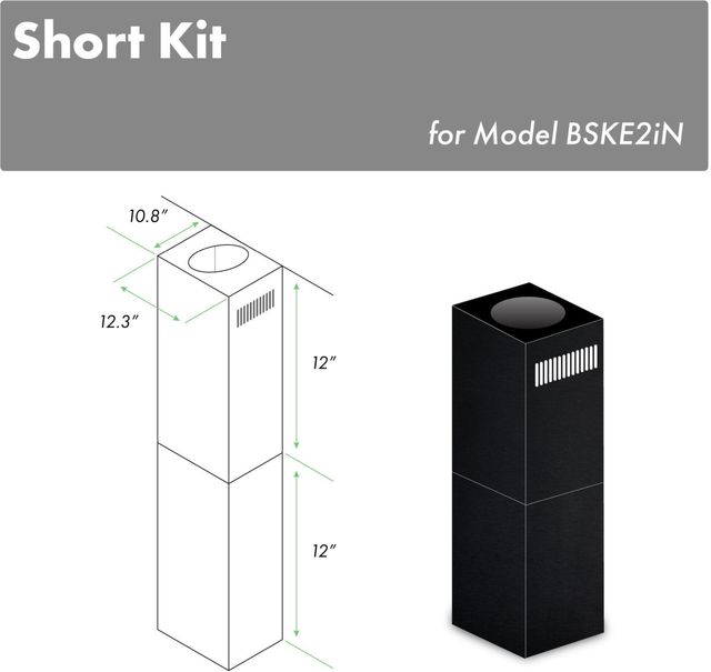 ZLINE 2 Piece 12" Black Island Hood Extension Kit-2