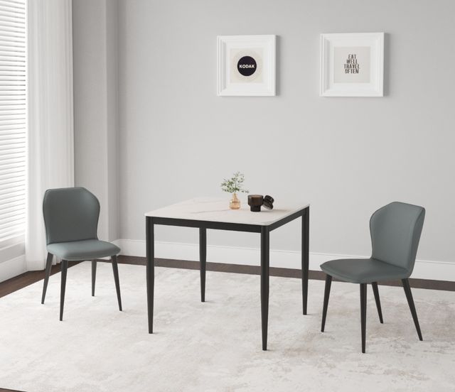 Cramco Marta White Sintered Stone Top Dining Table with Matte Black Base-4