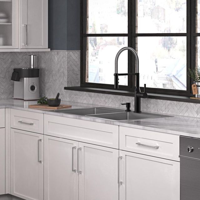 Elkay Crosstown® 3-Piece Polished Satin 33" x 22" x 9" 2-Hole Equal Double Bowl Dual Mount Sink Set-2