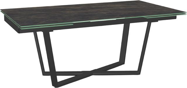 Amisco Customizable Charlie 112" Rectangular Extendable Table with 0.5" Italian Porcelain on Glass Top and 2 Leaves-0