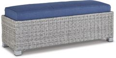 Signature Design by Ashley® Naples Beach Light Gray Outdoor Bench with Cushion