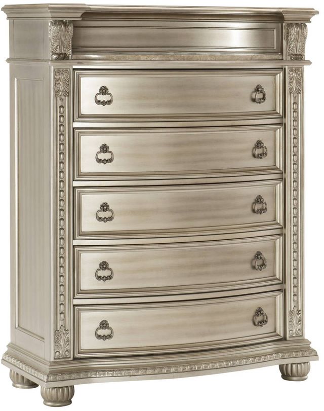 Mazin Furniture Cavalier Silver Chest with Marble Insert-0