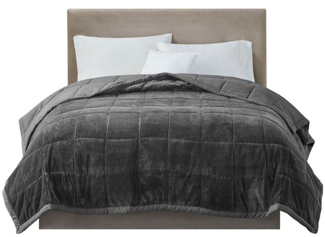Olliix by Madison Park Coleman Charcoal Twin/Twin XL Reversible Down Alternative Blanket-3