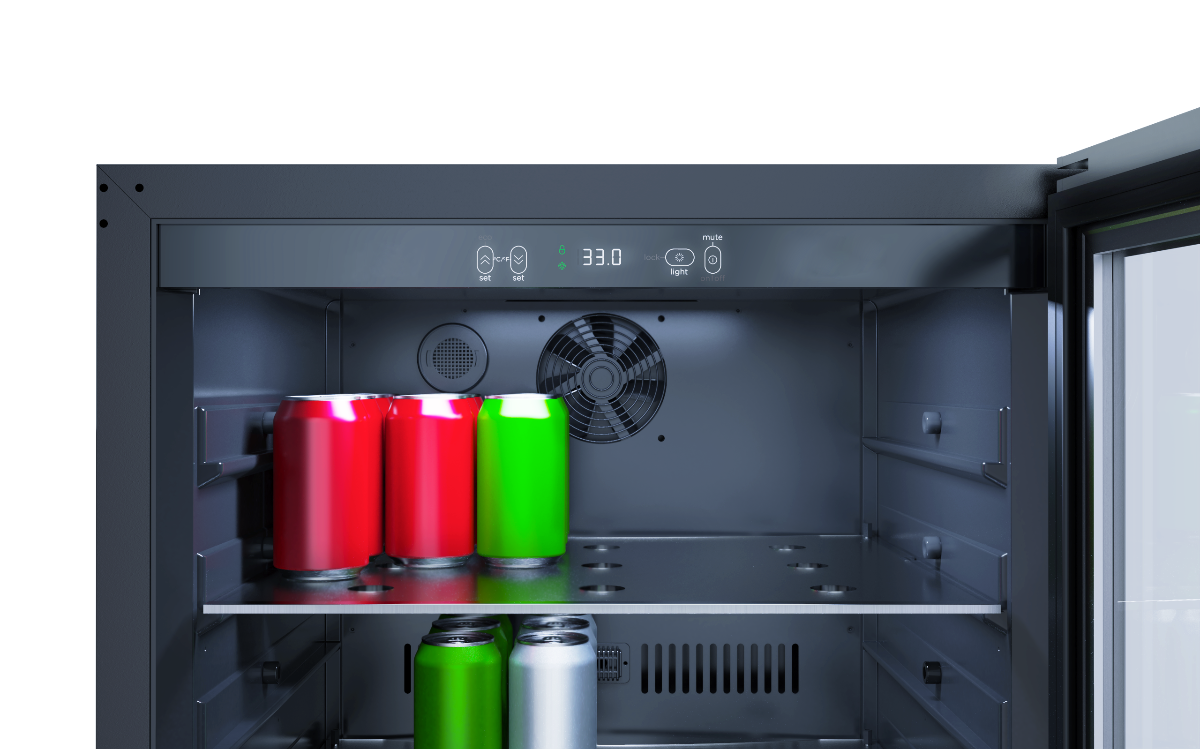 Arietta Under counter, single zone beverage center with overlay