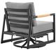 Armen Living Crown Black/Gray Outdoor Aluminum/Teak Swivel Chair-5