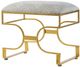 A & B Home Gold/Gray Upholstered Bench -0