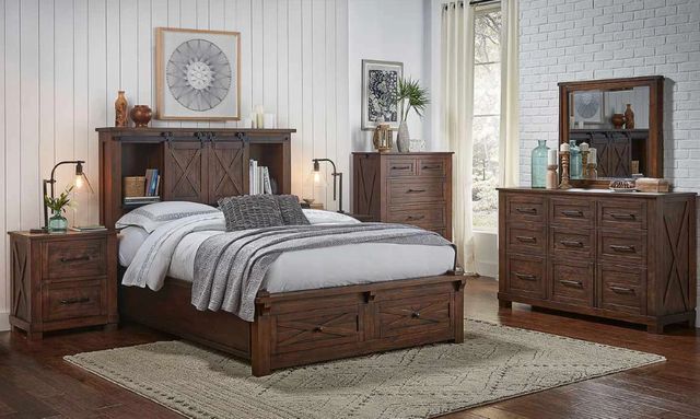 A-America® Sun Valley Rustic Timber King Storage Bookcase Bed-1