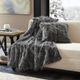 Olliix by Madison Park Edina 1 Black Faux Fur Throw-1