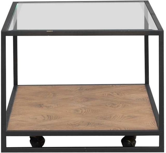 Liberty Furniture Bedford Glass Top Cocktail Table with Black/Weathered Oak Base-3