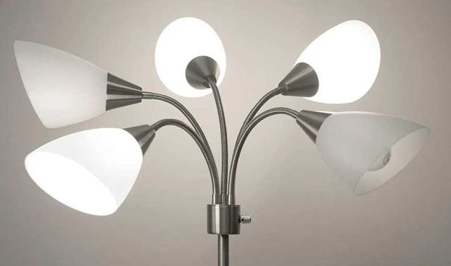 Adesso® Brushed Steel 5-Light Floor Lamp-1