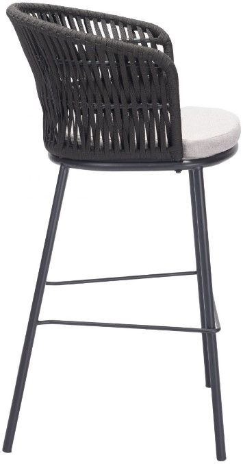 Zuo® Modern Freycinet Black/Gray Steel Outdoor Barstool-2