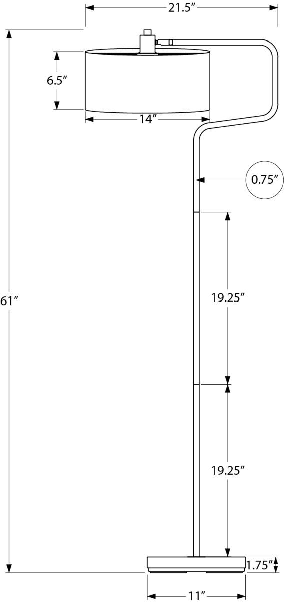 Monarch Specialties Inc. Black Metal Floor Lamp -1