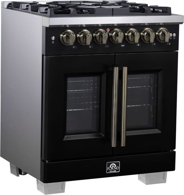 FORNO® Capriasca Series Alta Qualita 30" Black Pro Style Dual Fuel Range-1