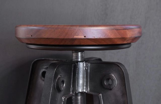 International Furniture Direct Parota Black/Brown Adjustable Swivel Bar Stool-3