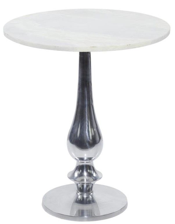 Deco Marche White Accent Table with Silver Base-1