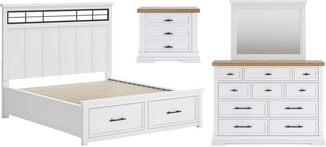 Ashbryn Queen Storage Bed - White/Natural