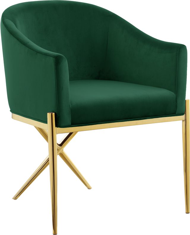 Meridian Furniture Xavier Green/Gold Velvet Dining Chair-0